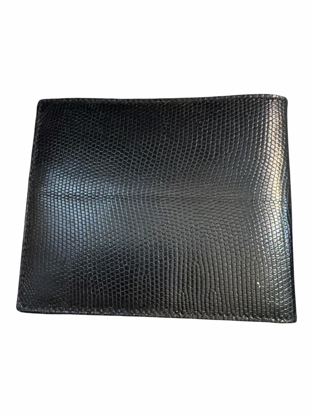 Vintage Gucci Black Lizard Skin Bifold Wallet Gold Corners 034-116-0455 - Picture 3 of 6